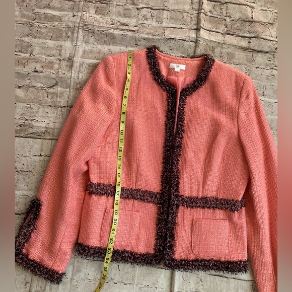NWOT apt.9 Pink Tweed Jacket with black Trim detailed sleeve size 14 - Picture 5 of 16